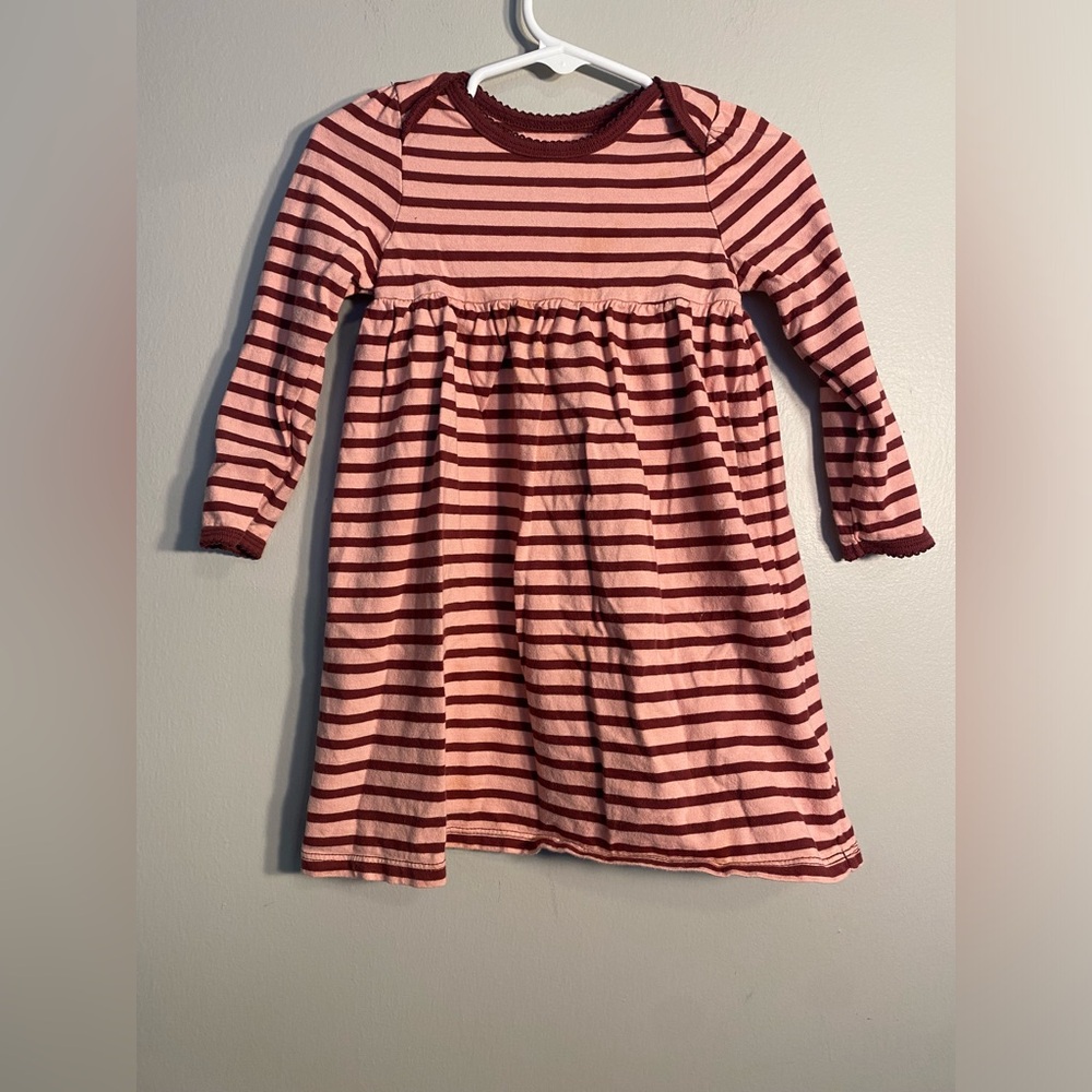 Item 77 Old Navy Pink and Burgundy Striped Long-Sleeve Girls Dress